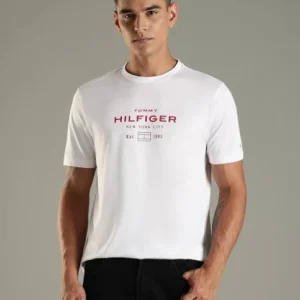 white t shirt with red print